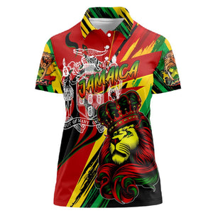 Afro Jamaica Lion Women Polo Shirt Coat Of Arms Rastafarianism