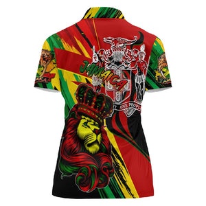 Afro Jamaica Lion Women Polo Shirt Coat Of Arms Rastafarianism