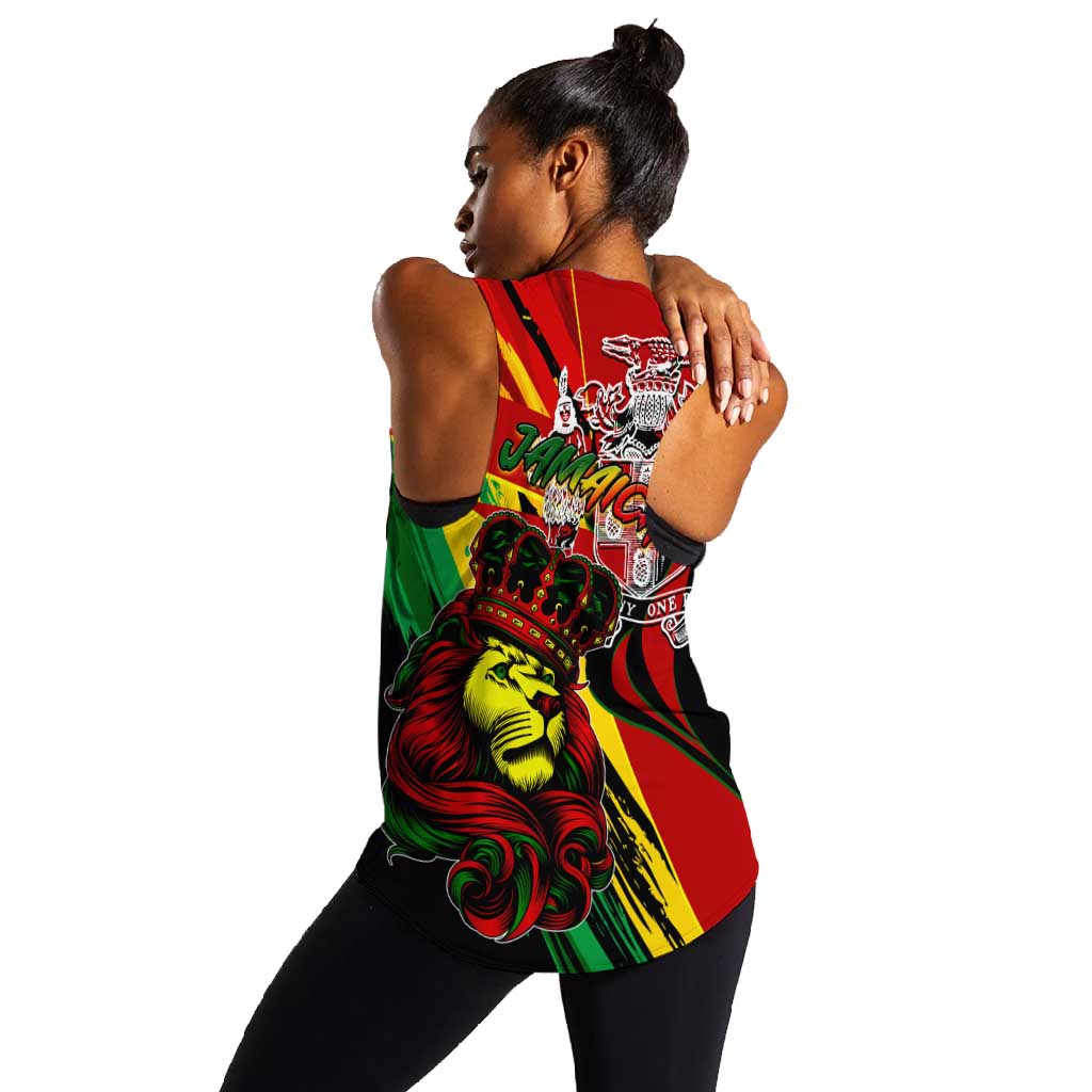 Afro Jamaica Lion Women Racerback Tank Coat Of Arms Rastafarianism