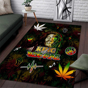 King Of Reggae Legend Bob Area Rug Peace and Love