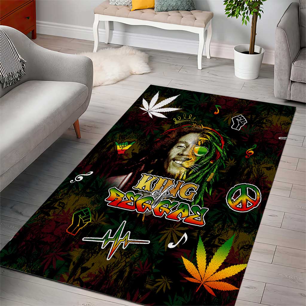 King Of Reggae Legend Bob Area Rug Peace and Love