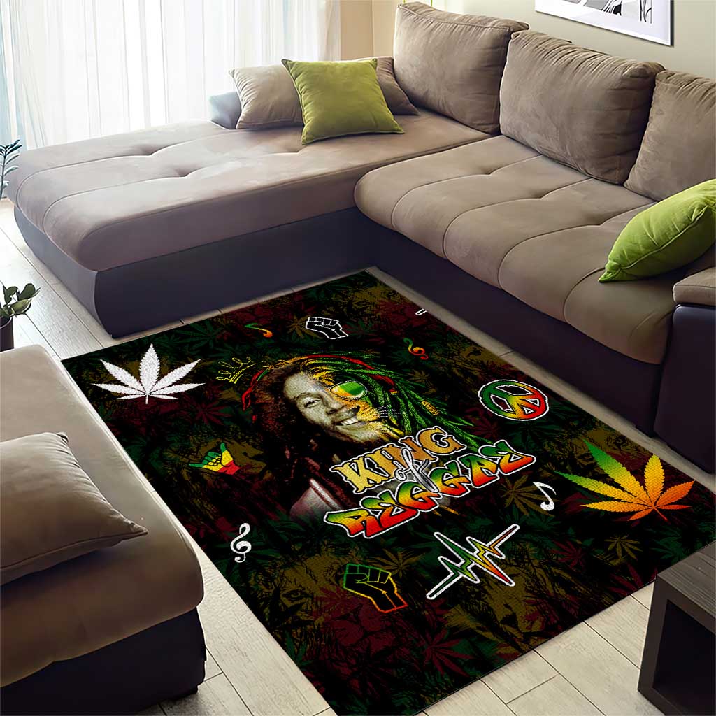 King Of Reggae Legend Bob Area Rug Peace and Love
