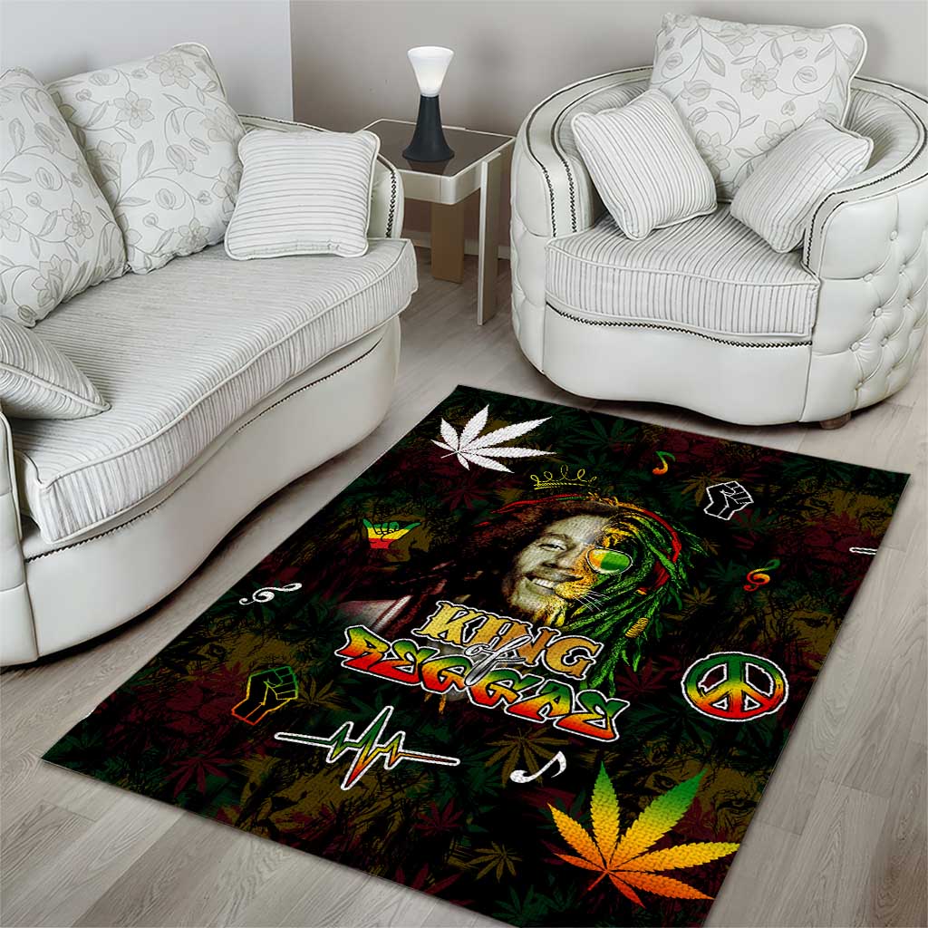 King Of Reggae Legend Bob Area Rug Peace and Love