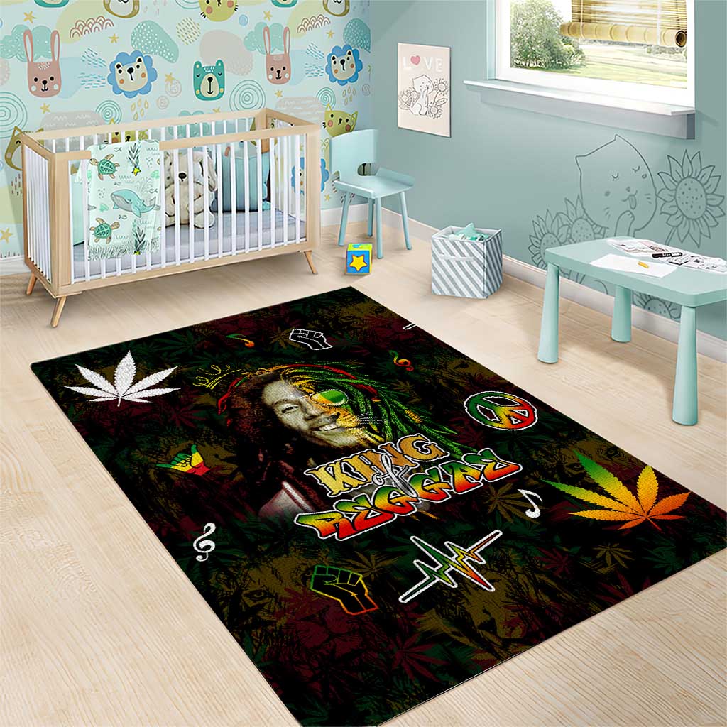 King Of Reggae Legend Bob Area Rug Peace and Love