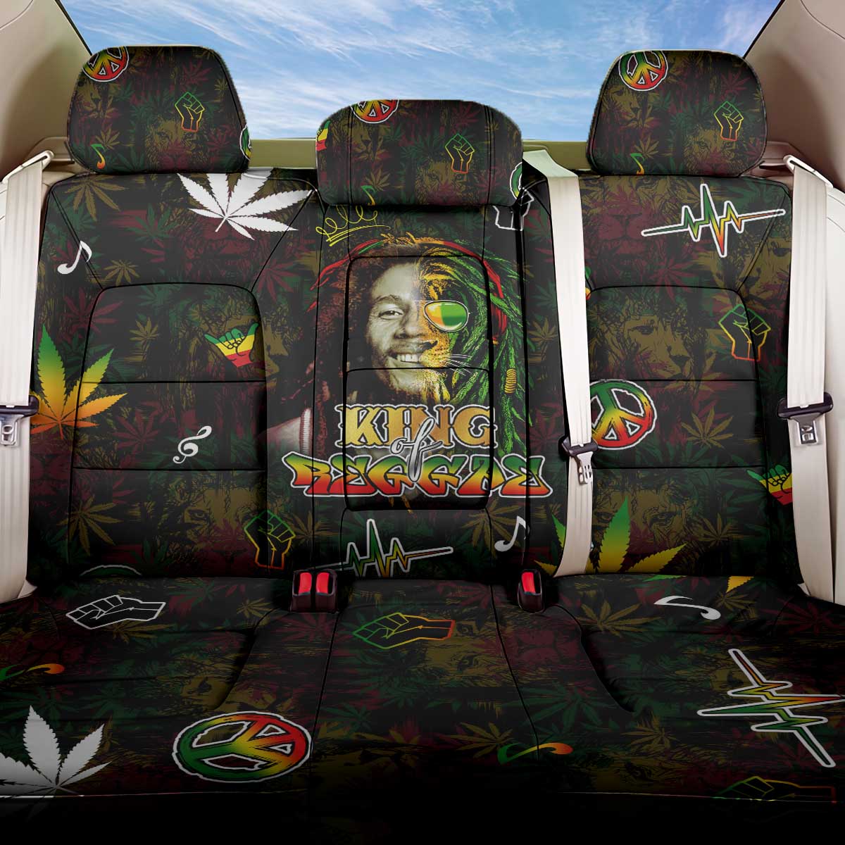 King Of Reggae Legend Bob Back Car Seat Cover Peace and Love