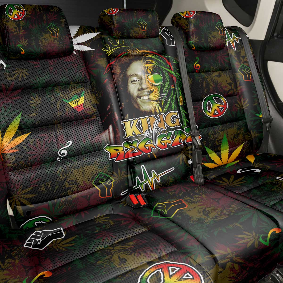 King Of Reggae Legend Bob Back Car Seat Cover Peace and Love