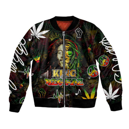 King Of Reggae Legend Bob Bomber Jacket Peace and Love