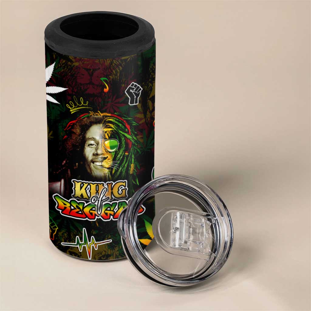 King Of Reggae Legend Bob 4 in 1 Can Cooler Tumbler Peace and Love