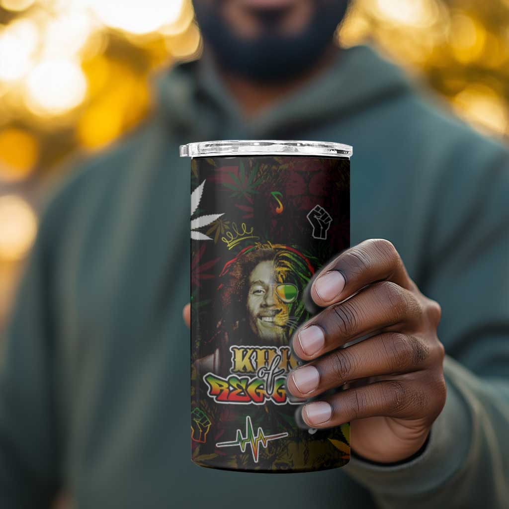 King Of Reggae Legend Bob 4 in 1 Can Cooler Tumbler Peace and Love