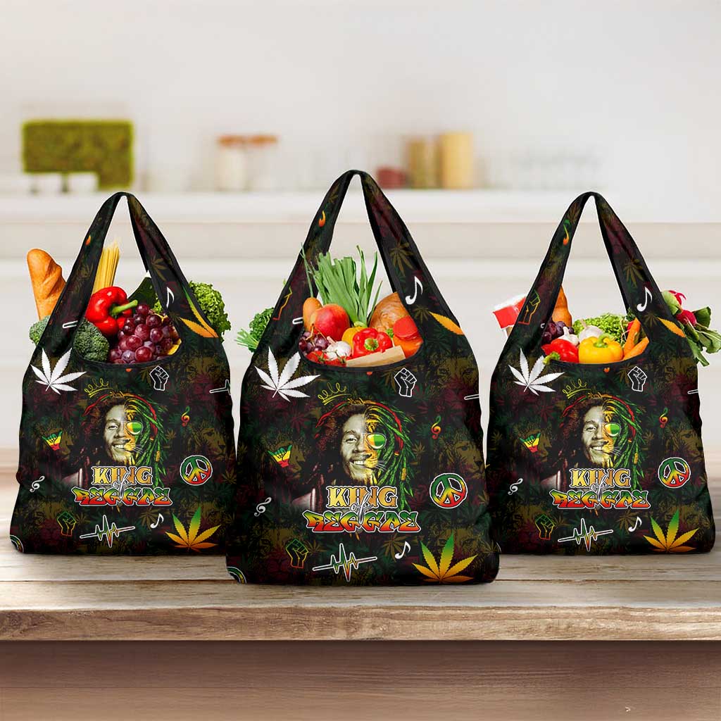 King Of Reggae Legend Bob Grocery Bag Peace and Love