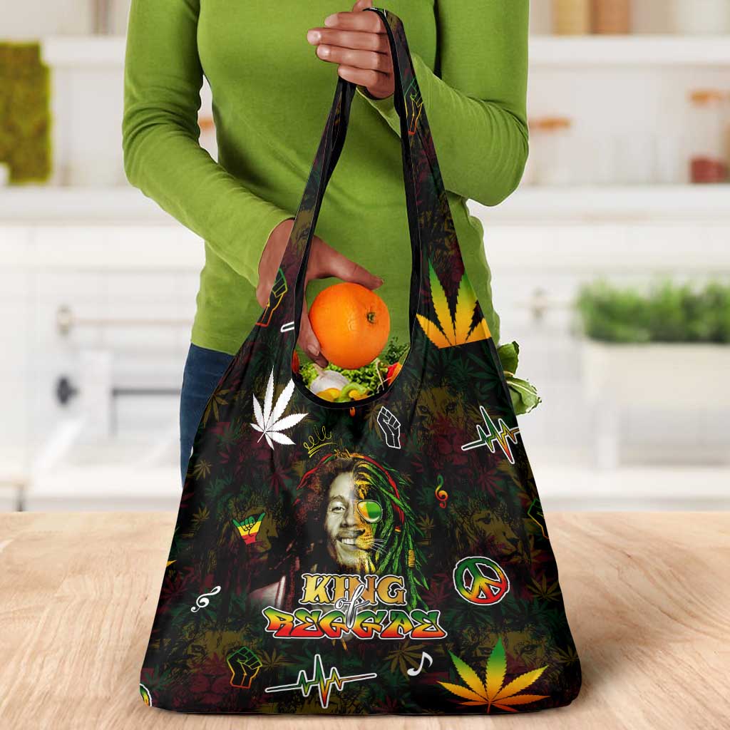 King Of Reggae Legend Bob Grocery Bag Peace and Love