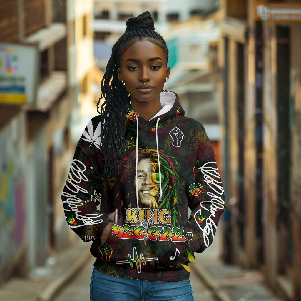 King Of Reggae Legend Bob Hoodie Peace and Love