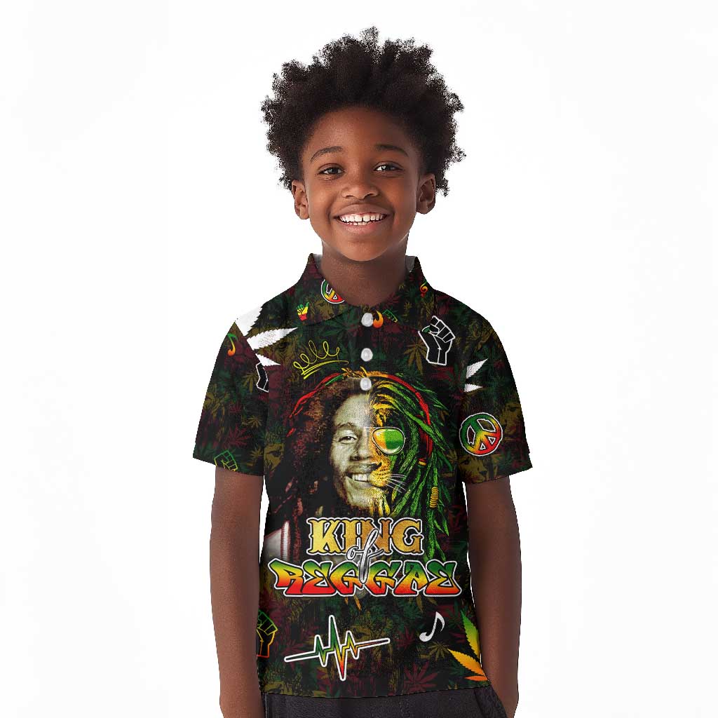 King Of Reggae Legend Bob Kid Polo Shirt Peace and Love