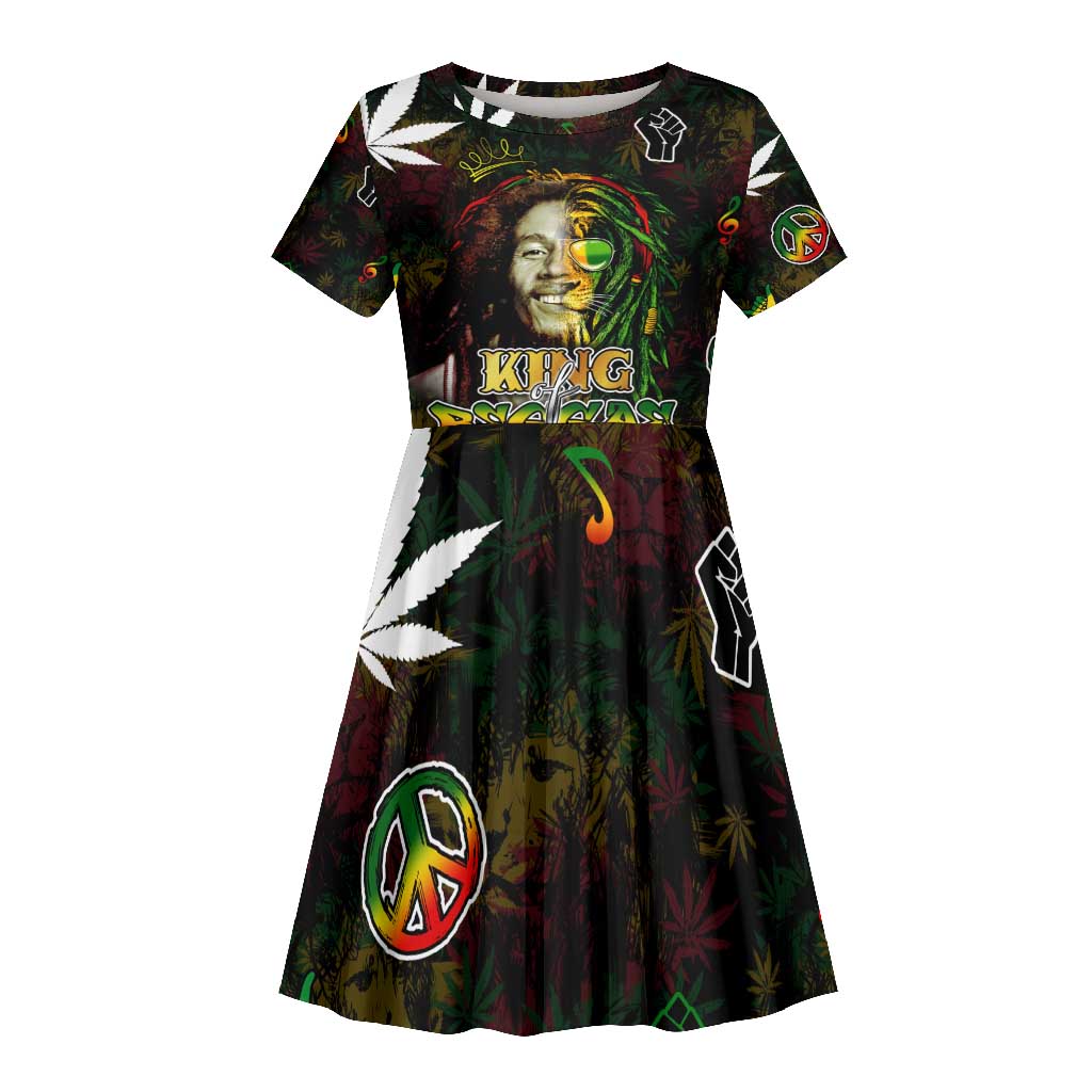 King Of Reggae Legend Bob Kid Short Sleeve Dress Peace and Love