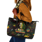 King Of Reggae Legend Bob Leather Tote Bag Peace and Love