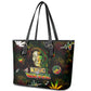King Of Reggae Legend Bob Leather Tote Bag Peace and Love