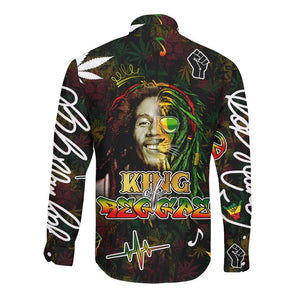 King Of Reggae Legend Bob Long Sleeve Button Shirt Peace and Love
