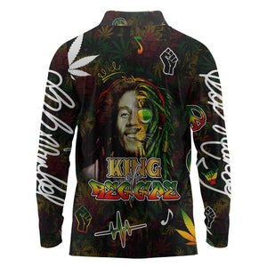 King Of Reggae Legend Bob Long Sleeve Polo Shirt Peace and Love