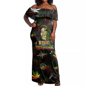 King Of Reggae Legend Bob Off Shoulder Maxi Dress Peace and Love