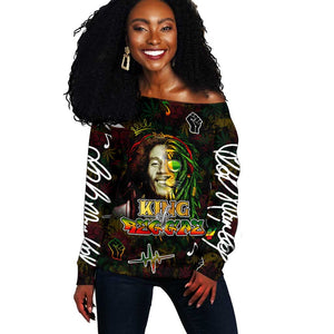 King Of Reggae Legend Bob Off Shoulder Sweater Peace and Love