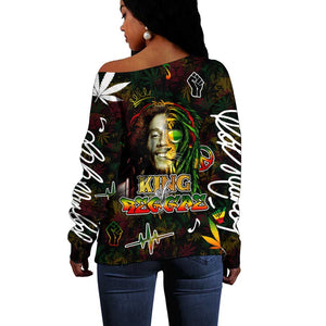 King Of Reggae Legend Bob Off Shoulder Sweater Peace and Love