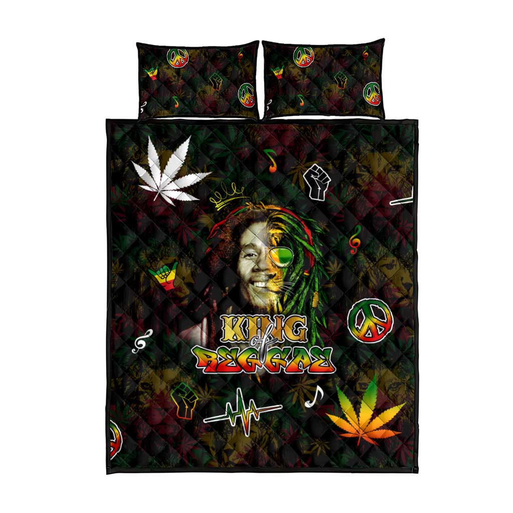 King Of Reggae Legend Bob Quilt Bed Set Peace and Love