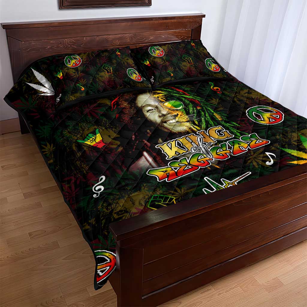 King Of Reggae Legend Bob Quilt Bed Set Peace and Love