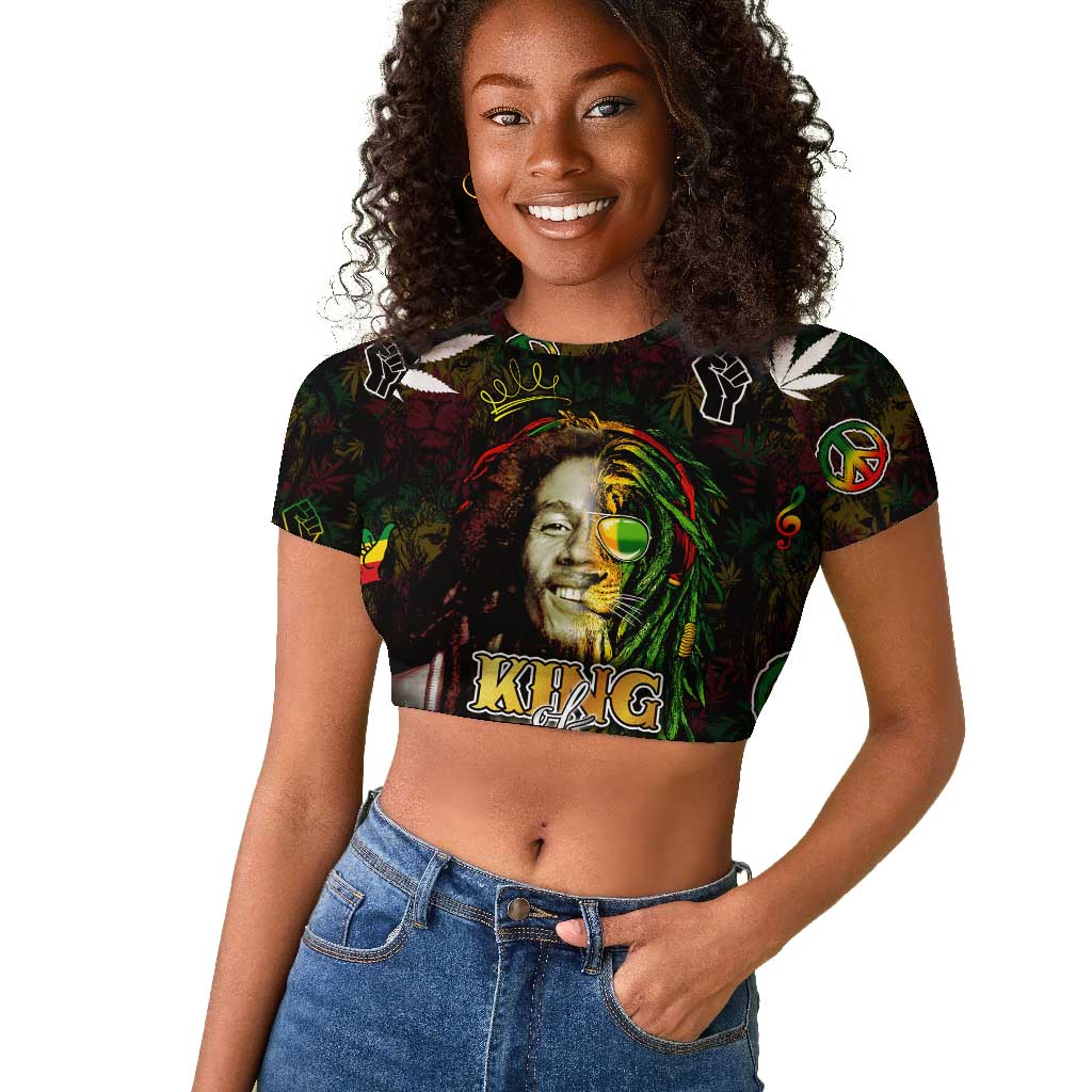 King Of Reggae Legend Bob Raglan Cropped T shirt Peace and Love