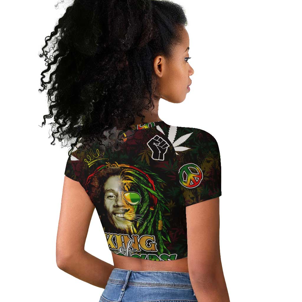 King Of Reggae Legend Bob Raglan Cropped T shirt Peace and Love