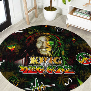 King Of Reggae Legend Bob Round Carpet Peace and Love