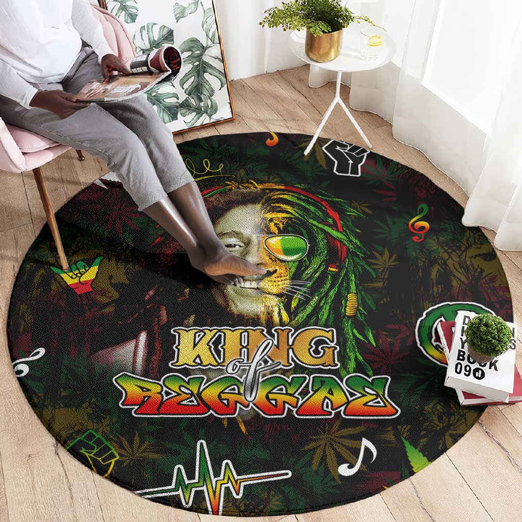 King Of Reggae Legend Bob Round Carpet Peace and Love