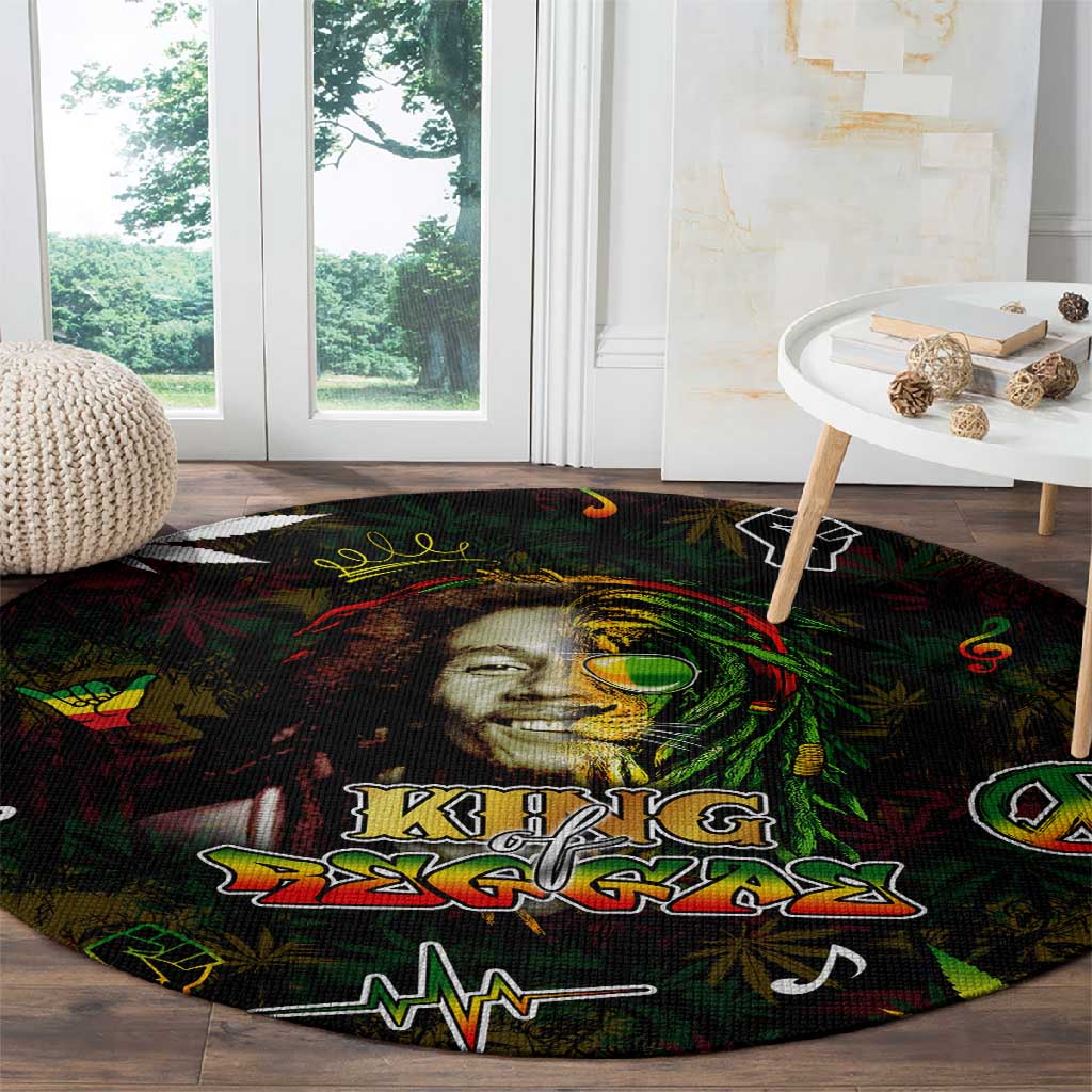 King Of Reggae Legend Bob Round Carpet Peace and Love