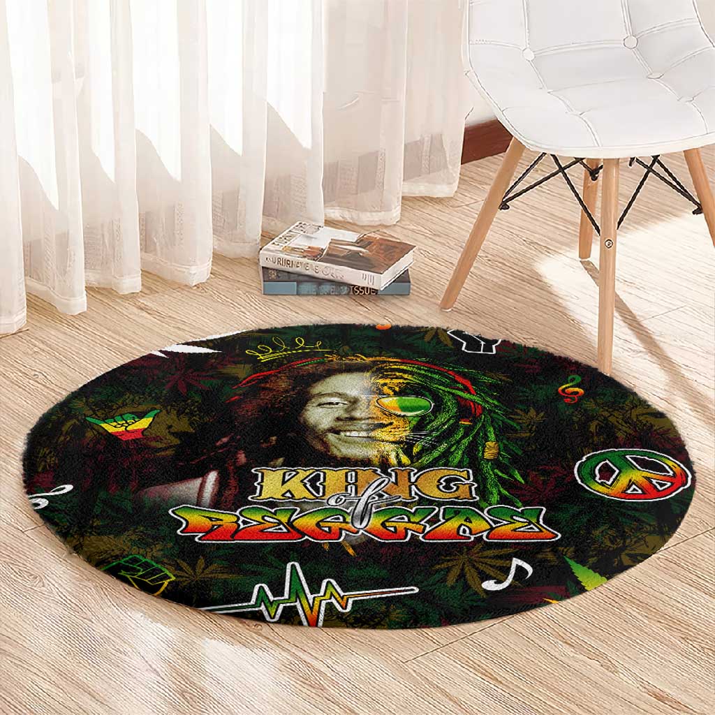 King Of Reggae Legend Bob Round Carpet Peace and Love