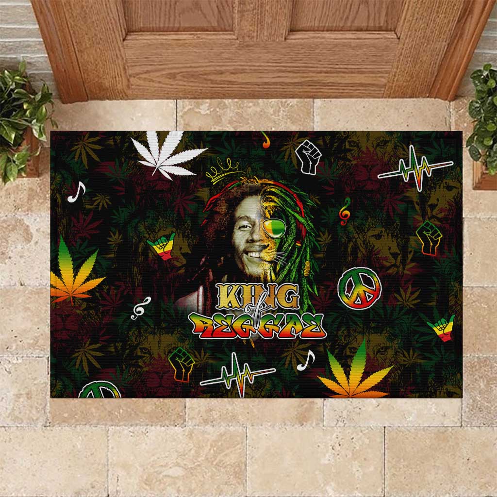 King Of Reggae Legend Bob Rubber Doormat Peace and Love