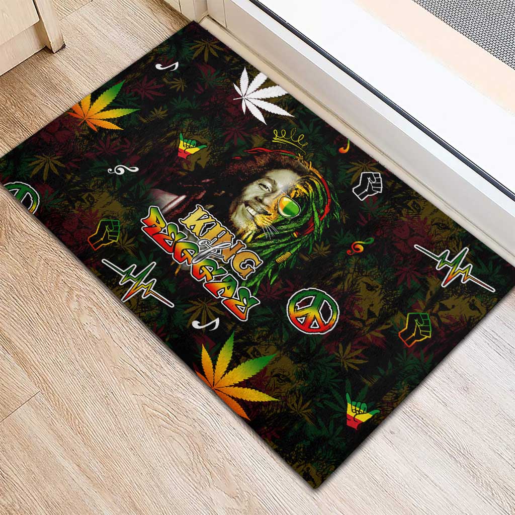 King Of Reggae Legend Bob Rubber Doormat Peace and Love