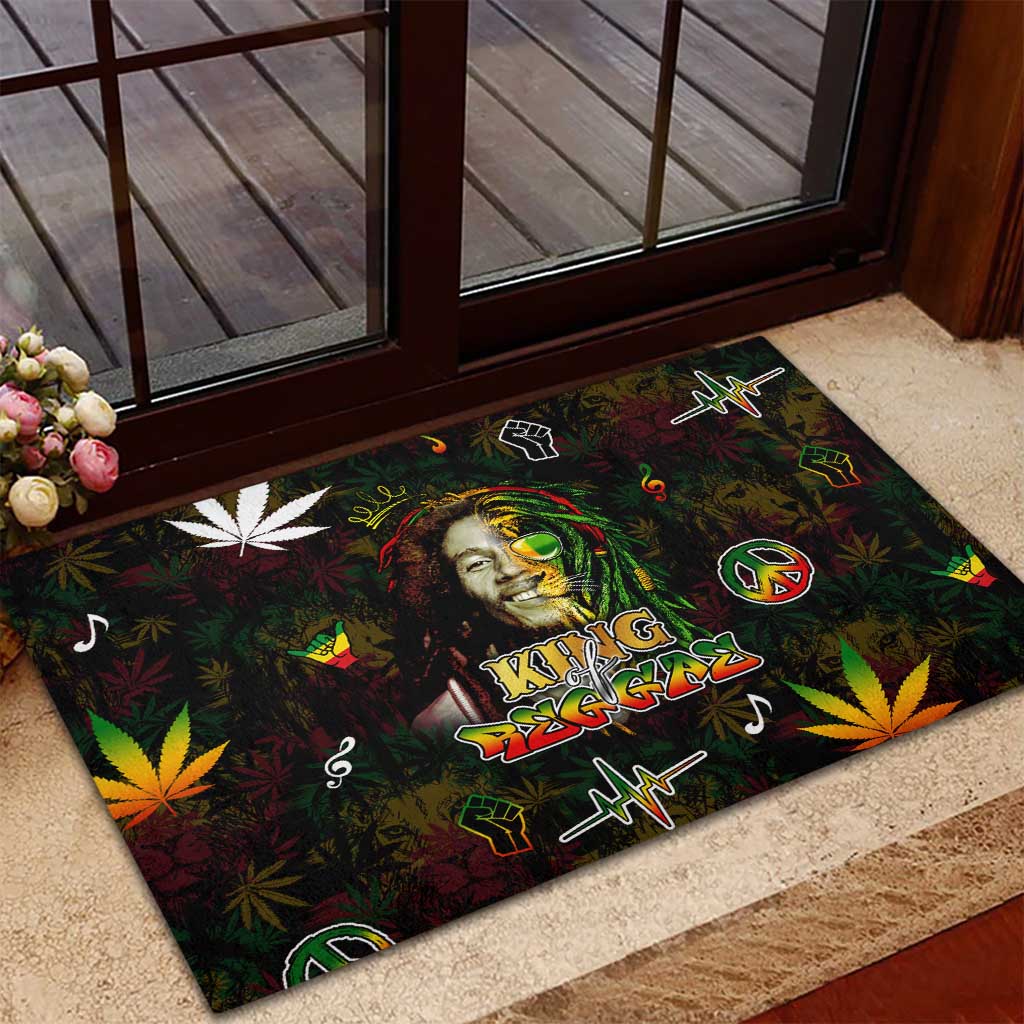 King Of Reggae Legend Bob Rubber Doormat Peace and Love