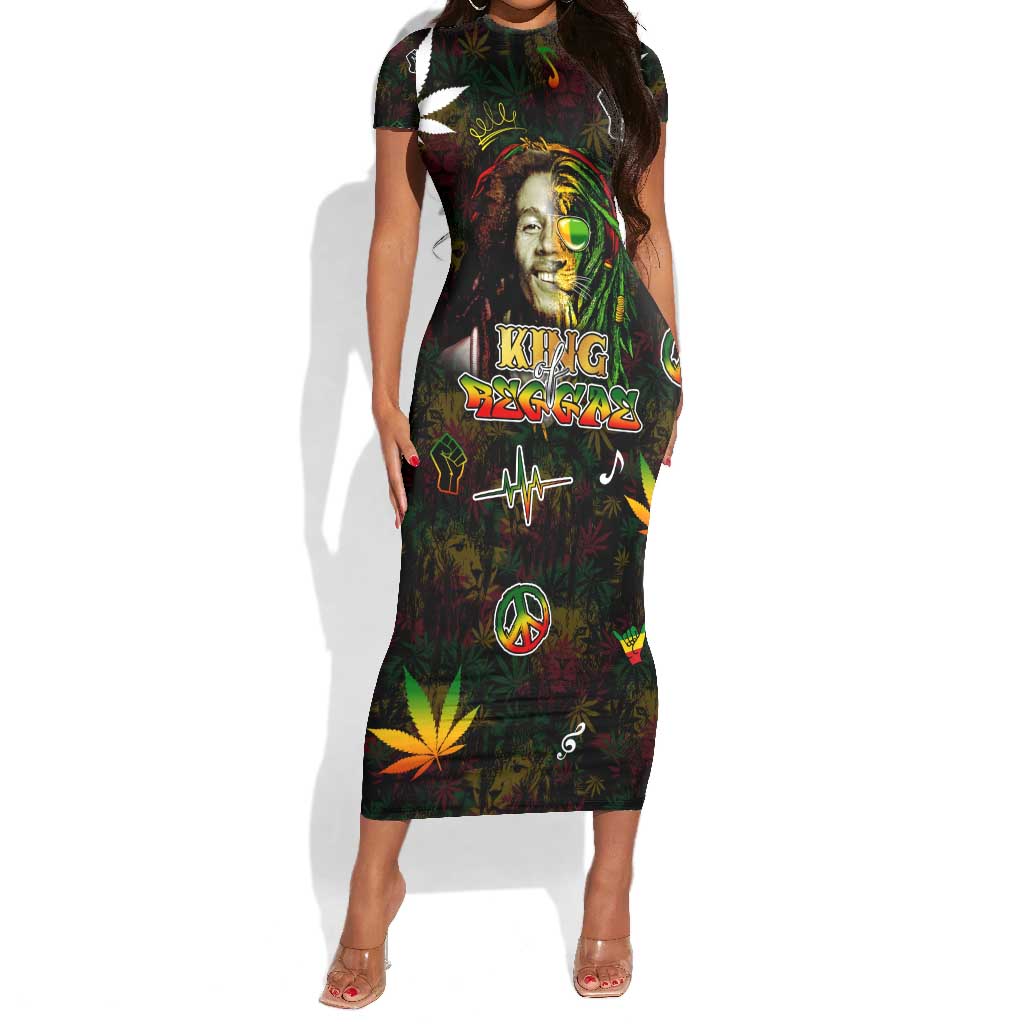 King Of Reggae Legend Bob Short Sleeve Bodycon Dress Peace and Love DT02