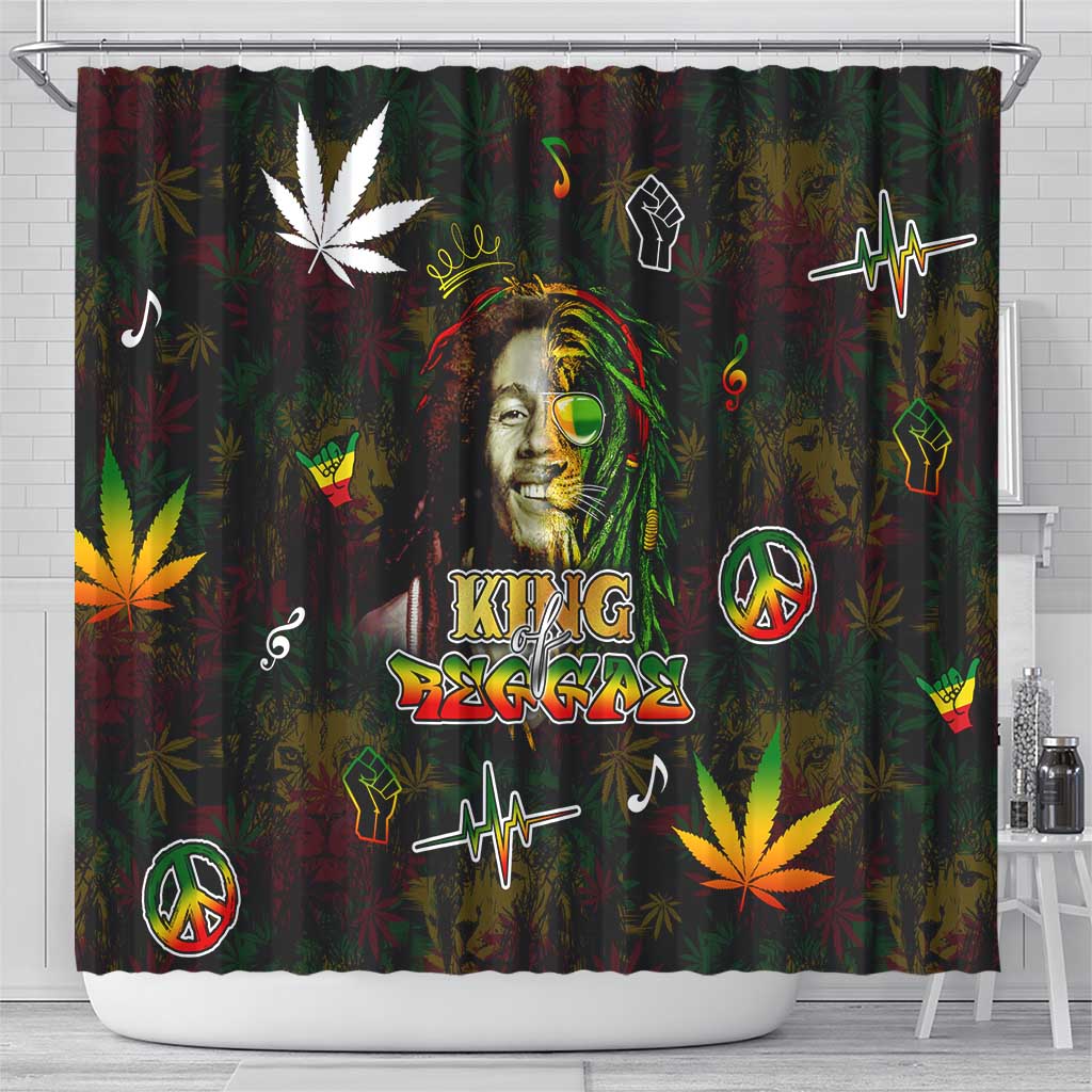 King Of Reggae Legend Bob Shower Curtain Peace and Love