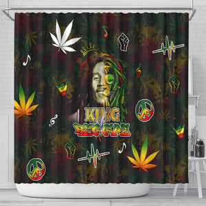 King Of Reggae Legend Bob Shower Curtain Peace and Love