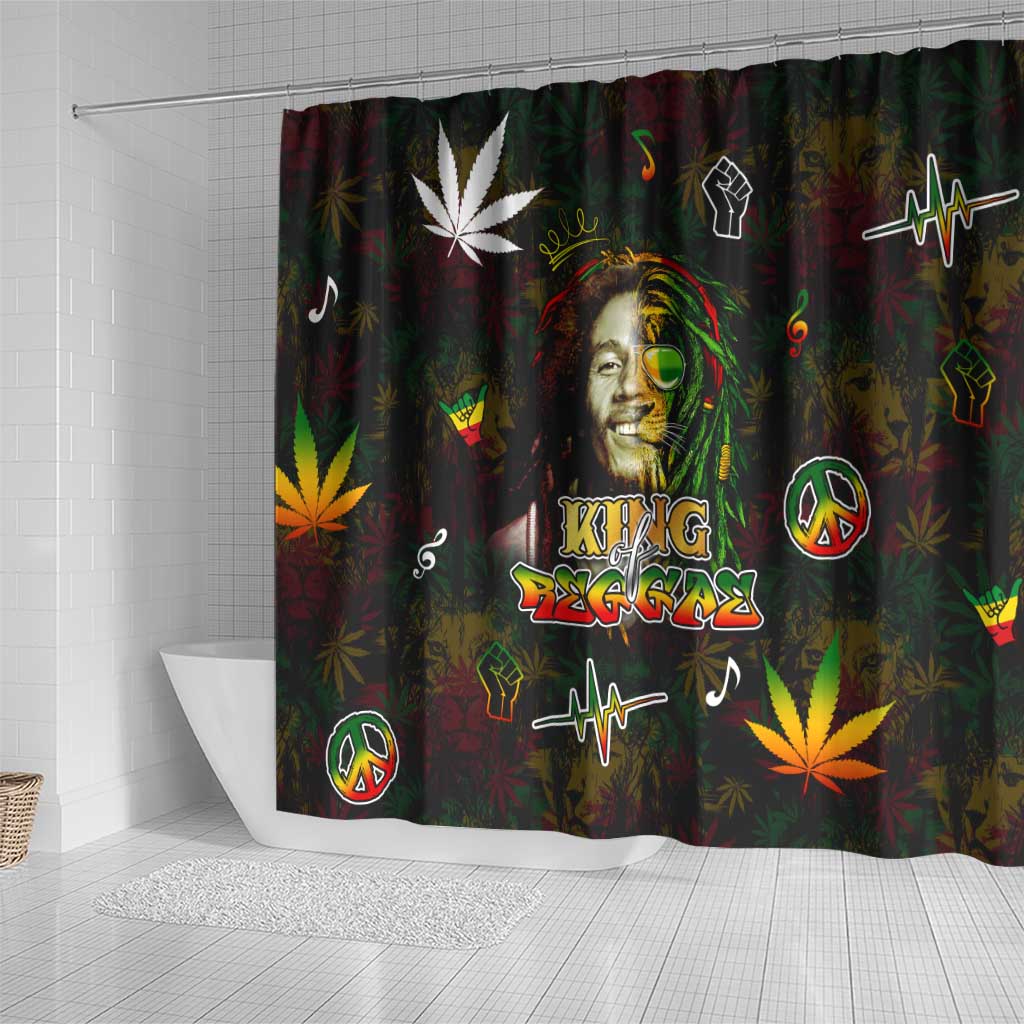 King Of Reggae Legend Bob Shower Curtain Peace and Love