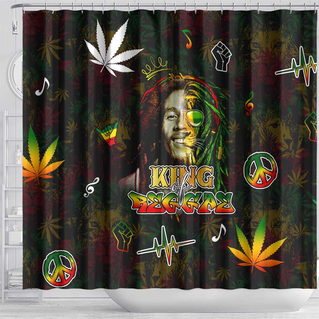 King Of Reggae Legend Bob Shower Curtain Peace and Love