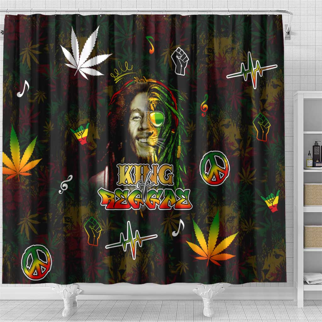 King Of Reggae Legend Bob Shower Curtain Peace and Love