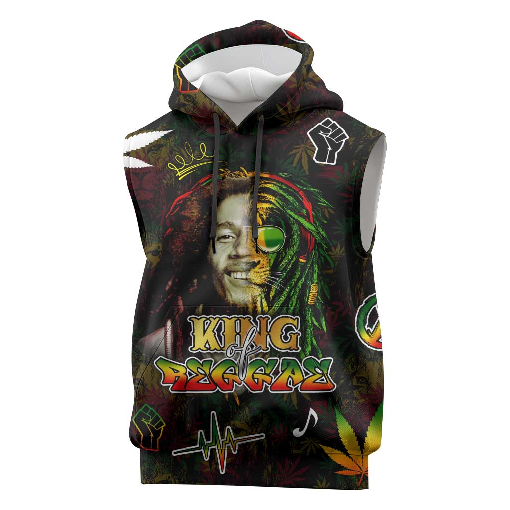 King Of Reggae Legend Bob Sleeveless Hoodie Peace and Love - African Pride
