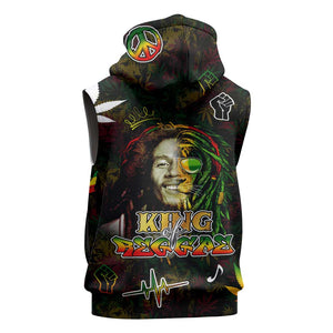 King Of Reggae Legend Bob Sleeveless Hoodie Peace and Love - African Pride