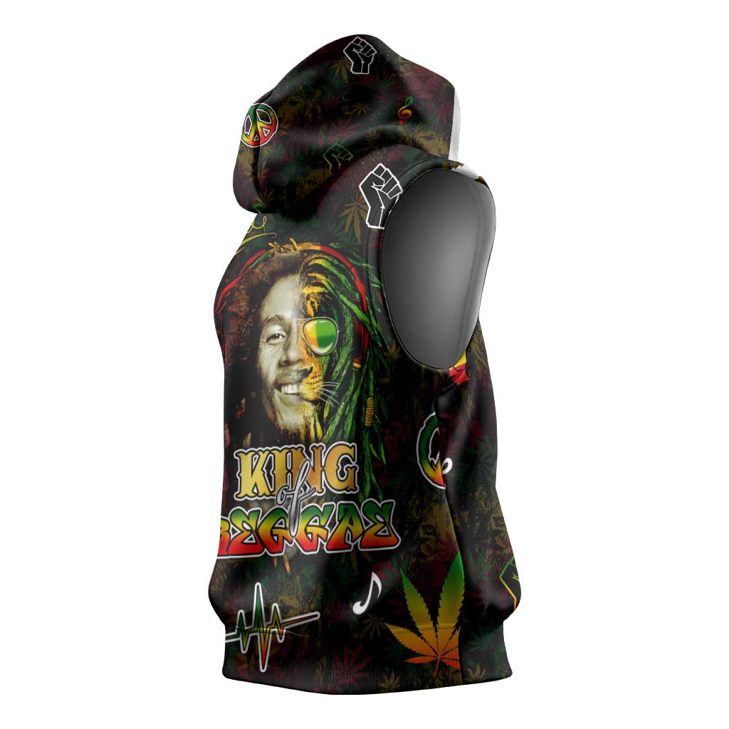 King Of Reggae Legend Bob Sleeveless Hoodie Peace and Love - African Pride