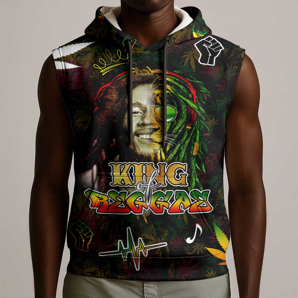 King Of Reggae Legend Bob Sleeveless Hoodie Peace and Love - African Pride