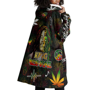 King Of Reggae Legend Bob Wearable Blanket Hoodie Peace and Love
