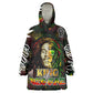 King Of Reggae Legend Bob Wearable Blanket Hoodie Peace and Love