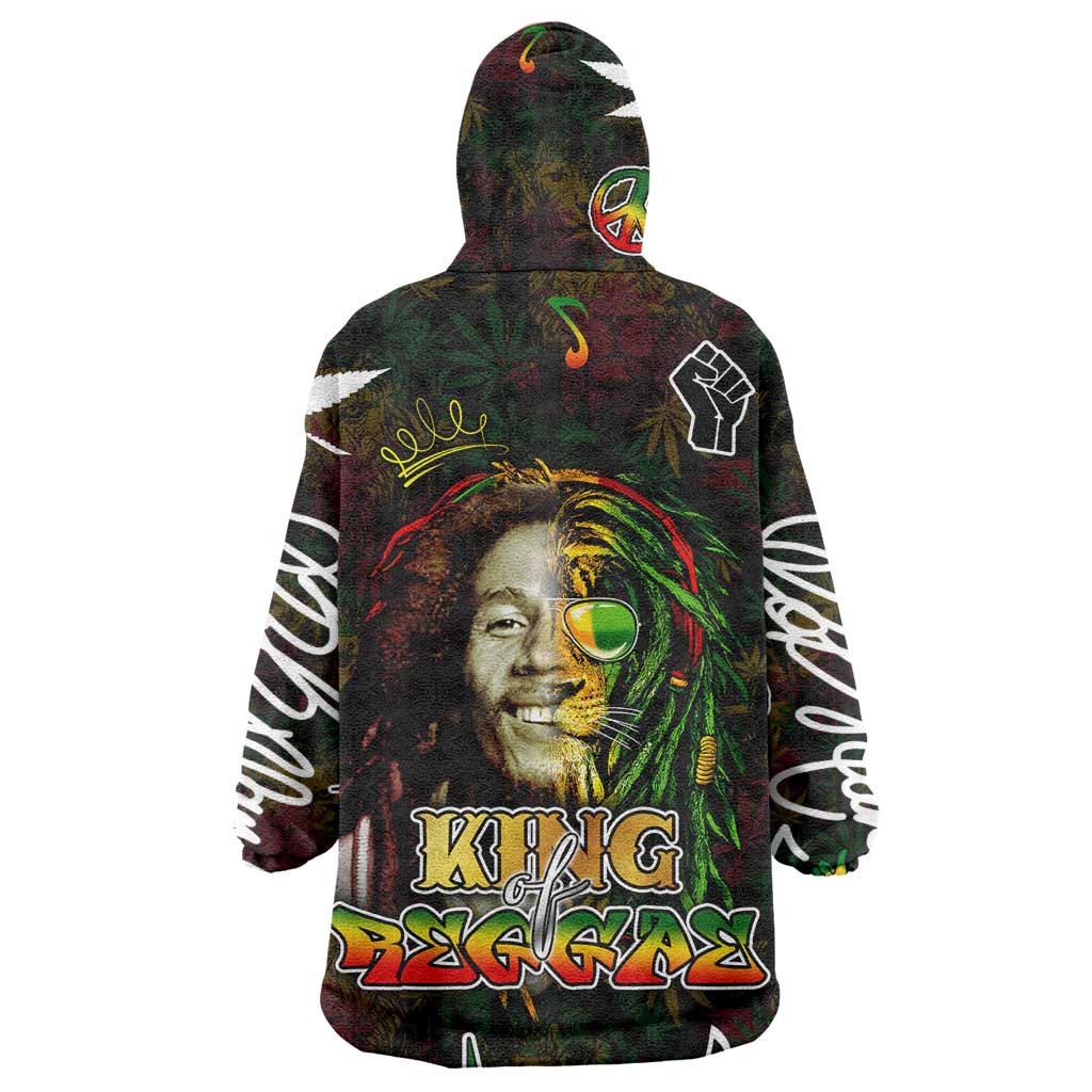 King Of Reggae Legend Bob Wearable Blanket Hoodie Peace and Love
