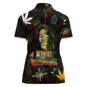 King Of Reggae Legend Bob Women Polo Shirt Peace and Love
